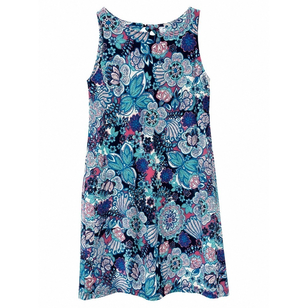 Talbots Floral Shift Dress – Size Small Stretch Knit  Sleeveless Vibrant Print